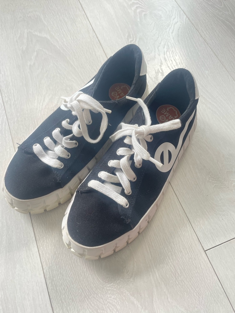NØ Name - Women’s Black Canvas Low-Top Sneakers with White Accents